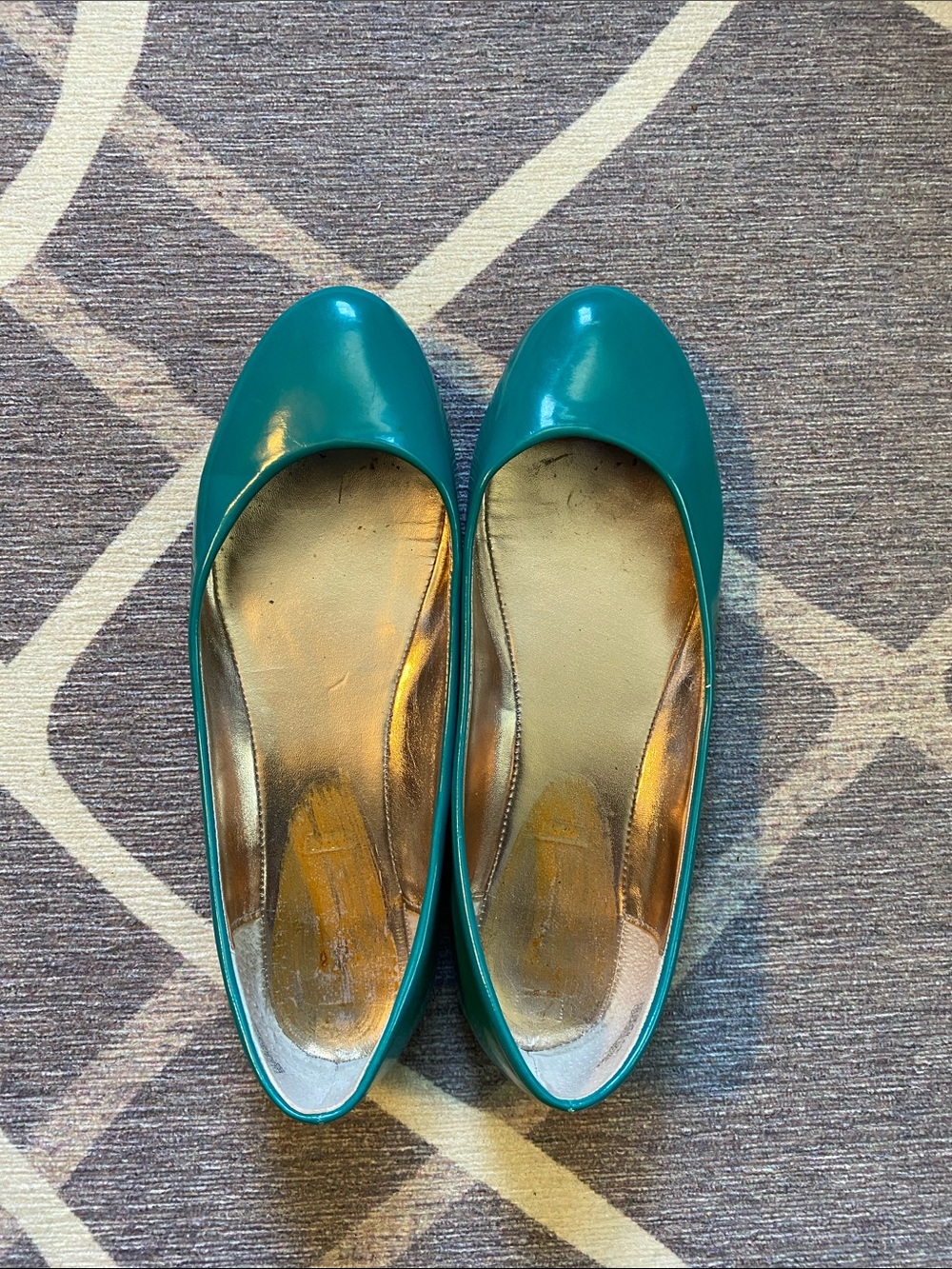 Steve Madden Teal Patent Round-Toe Flats